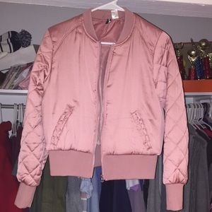 h&m pink satin bomber jacket